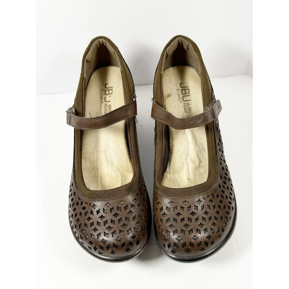 JBU By Jambu Alicante Mary Jane Wedge Heel Clog Buckle Memory Foam Y2K Brown 9M - Picture 5 of 16
